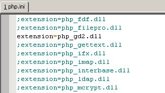 Activer l'extension GD2  dans le fichier php.ini